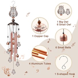 Owl Wind Chimes for Outside Clearance Windchimes Outdoors Clearance Front Porch Decorations Outdoor Wind Chimes Large Wind Chimes for Outside Wind Chimes for Outside Deep Tone Large Wind Chimes