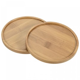 sourcing map Set of 2 Saucers for Flower Pots, 14.5 cm Outer Diameter Bamboo, Round Flowers Drip Tray for Indoor