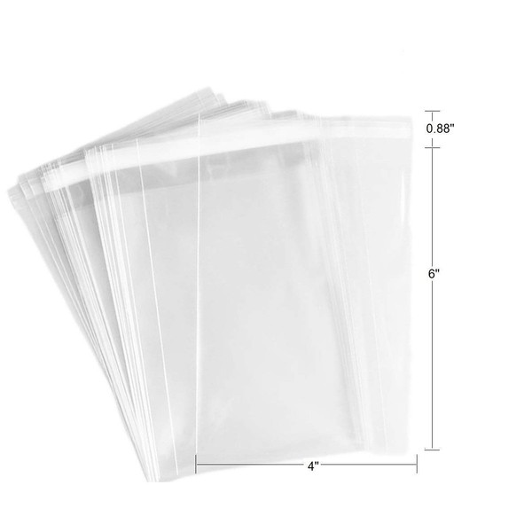 200 pcs 4" x 6" Clear 2 MIL Thick Self Sealing OPP Plastic Bags