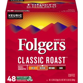 Folgers Classic Roast Medium Roast Coffee, 192 K Cups for Keurig Coffee Makers