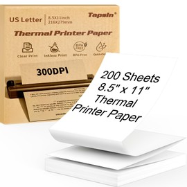 Thermal Printer Paper 8.5 x 11 Inch, Quick-Dry US Letter Thermal Paper, Compatible with M08F M832 Portable Printer, Continuous Perforated Folding Thermal Printer Paper for Office, Contract, 200 sheets