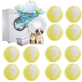 Pack of 12 Pet Hair Remover, Washing Machine, Reusable Lint Balls, Washing Machine, for Removing Pet Hair and Cat Hair (Yellow)