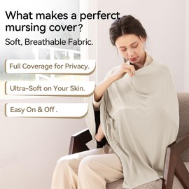 Bubblepanda Rayon Made Form Bamboo Nursing Cover for Baby Breastfeeding,360° Full Privacy Soft & Breathable Breastfeeding Covers Up for Women,Machine Washable Nursing Poncho,Stretchy Carseat Cover