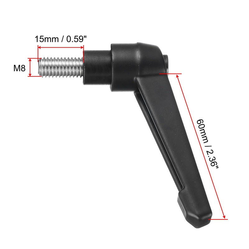 sourcing map Adjustable Clamping Lever Handle M8 x 15mm Metric