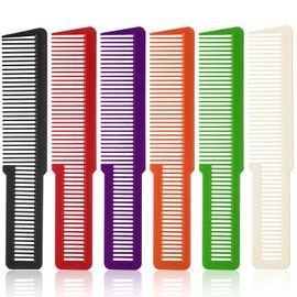 6 Pcs Professional Fine Tooth Barber Comb, Blending Hair Cutting Comb Heat Resistant Carbon Fiber Salon Hairdressing Plastic Pocket Fade Hairbrush Flattop Styling Set All Purpose for Hair Stylist