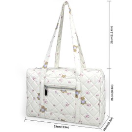 Farcauo Cute Tote Duffel Bags Women White Travel Duffel Bag Weekender Overnight Work Diaper Gym Duffel Carry On Purses for Women Travel Tote Hospital Bag for Labor Delivery