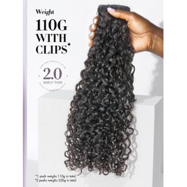 LUVME Invisible Clip in Hair Extensions Messy Curly Real Human Hair, Remy Hair Clip ins for Women, Natural Human Hair, 22 inch 110g 7Pcs, Natural Black