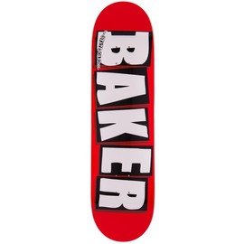 Baker Skateboards Professional Complete Skateboard Brand Logo Red/White 8.125" x 31.5" with Independent Trucks, Triclops Wheels, ABEC 5 Bearings, Hardware, and Grip - Ready to Assemble