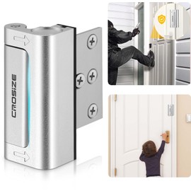 Home Security Door Lock, Upgraded Metal Door Reinforcement Lock, 3" Withstands 1000 lbs of Impact for Inward Swing Doors, Defender Door Locks for Kids Safety, Prevent Unauthorized Entry (Silver)