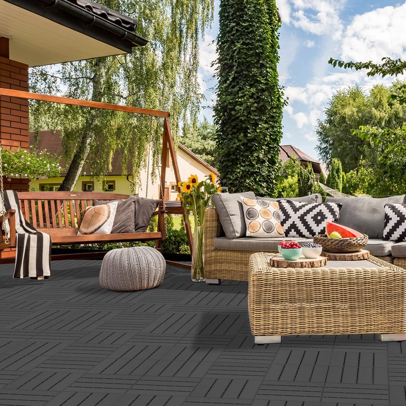 Goovilla Plastic Interlocking Deck Tiles, 9 Pack , 12"x12" Waterproof