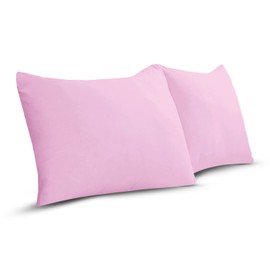 Sapphire Collection 2 x Luxury Pair of Housewife Pillow Cases Non Iron Percale Bedroom Bedding Pillow Cover (Pink)