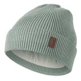 Wmcaps Beanie Hat, Men's Winter Warm Hat, Unisex Winter Hat, Knit Hat, Stretchy, Soft, Wool Hat with Cuff and Thick Warm Lining, Gift for Girlfriend, Men, Women, Delicate green