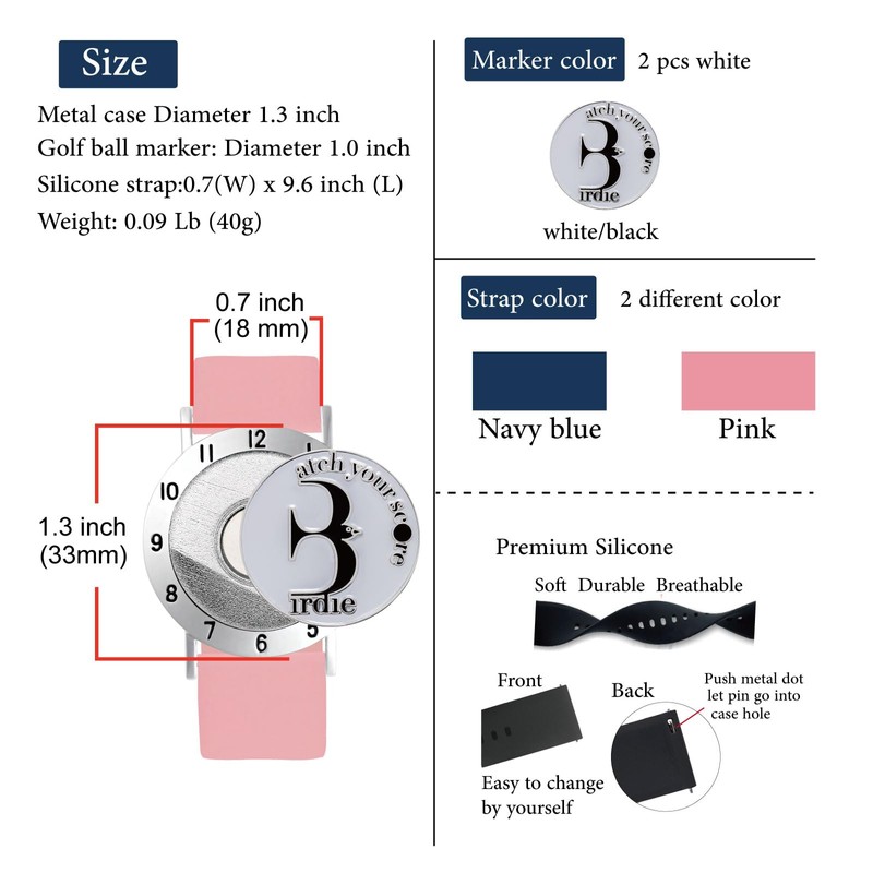 E TRUEE Golf Ball Marker with Golf Stroke Counter Bracelet,