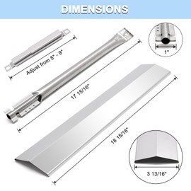 Adviace Grill Parts for Oklahoma Joe's Longhorn Combo 3-Burner Charcoal/Gas Smoker, Heat Tent Heat Shield and Burner for Oklahoma Joes 15202029 12201767 14201767 16202046 18202083