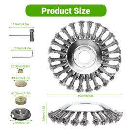 SHENTEC 6 Inch Weed Wacker Attachments Heads,Steel Wire Rotary Brush Cutter Trimmer Head Compatible with Husqvarna, Stihl, String Trimmers, Gardening Lawnmower, Moss Grass Rust Removal