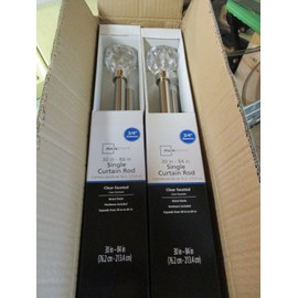 Mainstays 2 PACK Mainstays 3/4" NICKEL CLEAR FACETED Single ADJ Curtain Rods 30-84" U20