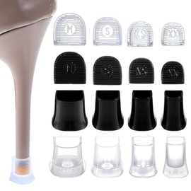 cobee 8 Pairs Heel Caps for High Heels, 4 Sizes Heel Stoppers Heel Protectors Anti-Slip Noise Reducing, Heel Replacement Tips Black and Transparent for Women Wedding, Grass, Wetlands Outdoor Events