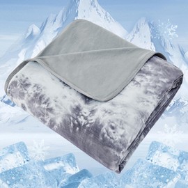 NORD ECO Cooling Blanket Queen Size for Hot Sleepers, Arc-Chill Cool Tech Fabric Q-Max>0.5, Lightweight Breathable Ice Cold Summer Blanket for Bed, Keep Cool for Night Sweats, 90"x90", Tie Dye Grey
