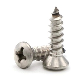 Phillips Oval Head Sheet Metal Screws 18-8 Stainless Steel - #10 x 1 Qty-100