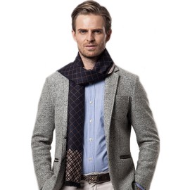 Tuopuda Men's Classic Super Soft Luxurious Cashmere Feel Winter Scarf Plaid Leisure Business Neckerchief (navy)