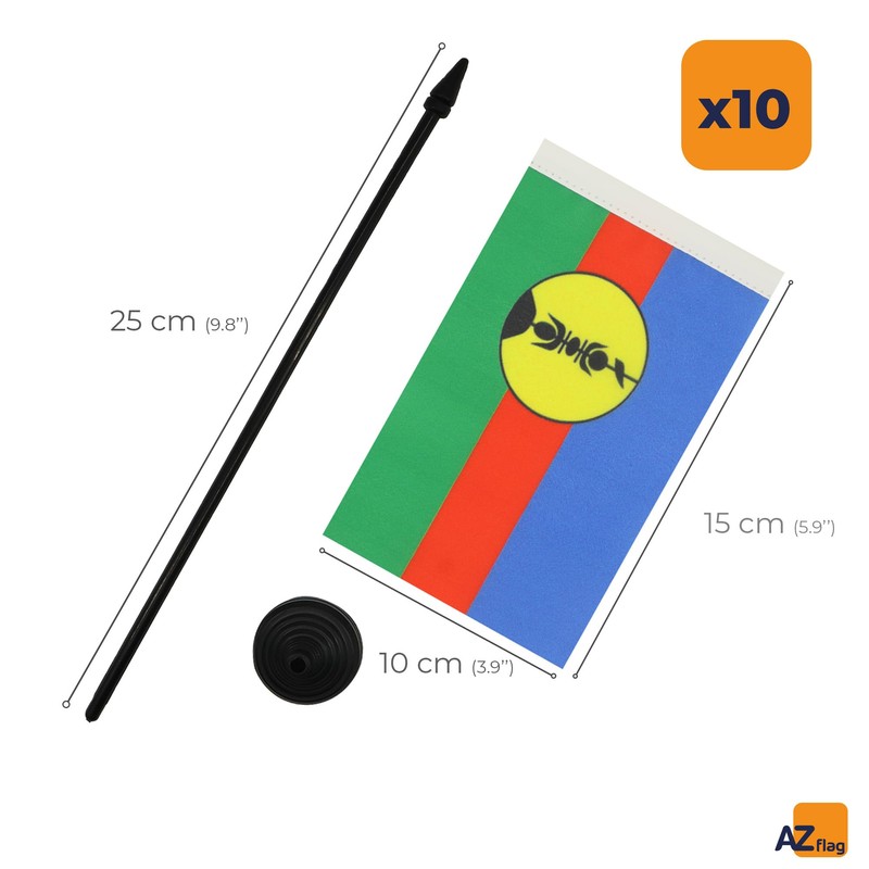 AZ FLAG - 10 New Caledonia Table Flags - 6"