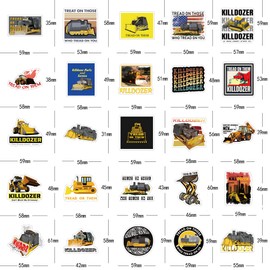 Killdozer State Stickers 52pcs Decals Earthmoving Machine Aesthetic Waterproof Vinyl Pack Stickers for Water Bottle Laptop Kids Adults Teens Girls Phone Skateboard DIY Decorative Supplies Activities