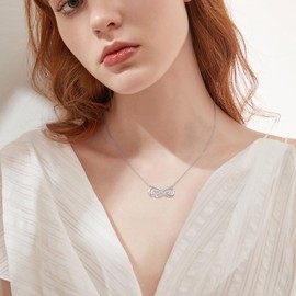 YAFEINI Infinity Necklace for Women S925 Sterling Silver Opal Infinity Necklace Pendant Jewellery Gift for Girls Mother (Infinity), Sterling Silver