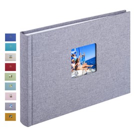Scrapbook Photo Album with Writing Space, Premium DIY Scrapbook Picture Album 40 Pages for 3X5, 4X6, 5X7 Linen Cover with Window Photos Book Family Albums for Travel Wedding Baby,Grey