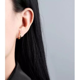 Unbranded Gold Plated Sterling Silver Geometric Twist Huggie Hoop Earrings 12mm Gift AF