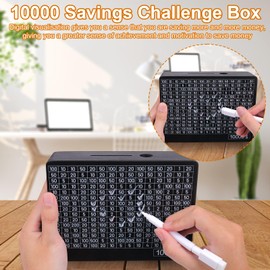 Palksky Money Saving Box, Wooden Digital Piggy Bank for Adults, 10000 Savings Challenge Cash Box, Vault Cashbox Savings Goal $200/1000/2000/3000/5000