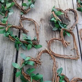 10pcs Mini Vine Heart Wreaths Rustic Theme for Weddings, Baby Shower, Engagement, Anniversary