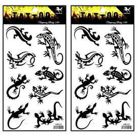 Tattoos 2 Sheets Black Lizard Gekko Salamander Animal Waterproof Temporary Tattoo Sticker Fashion Flash Tatoo Fake Tattoo Removable for Men Women