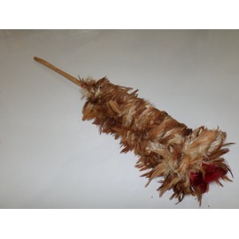 Real Chicken Hen's Feather Duster 24 Inch Long Total Length, The Feather Area is 14 inch.
