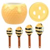 Sizikato 4pcs Porcelain Measuring Spoons with Base, Cute Ceramic Bee