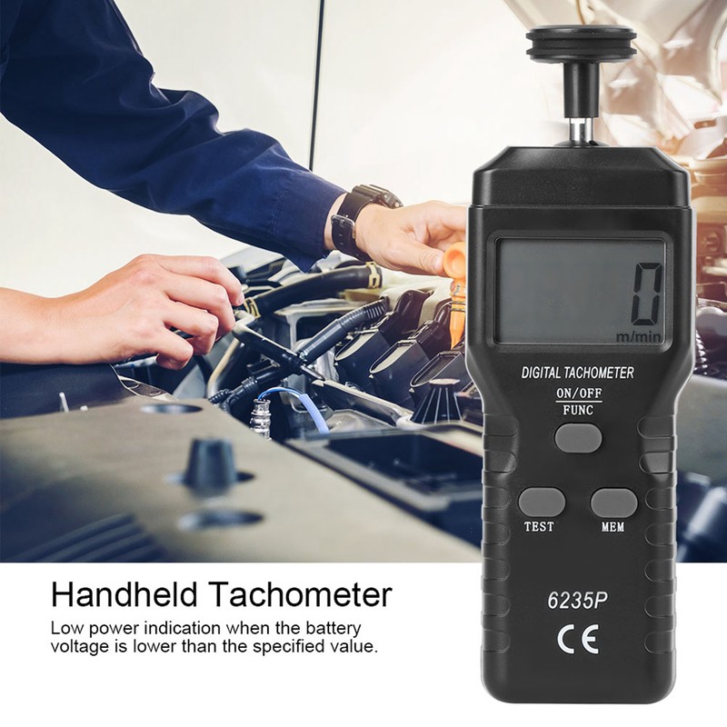 6235p Smart LCD Digital Tachometer 1.019999 rpm ContactType Tach Speed