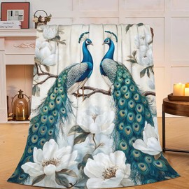 Peacock Blanket Peacock Fleece Throw Blanket Super Soft Warm Cozy Fuzzy Plush Blanket Gifts for Girls Boys Kids Room Decor 40"X50"