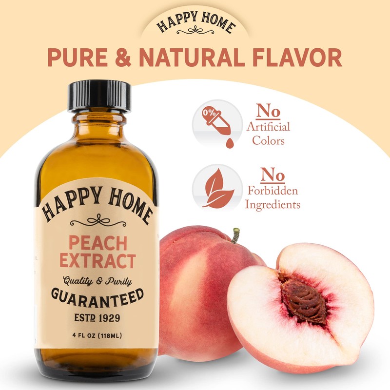 Happy Home Premium Natural Peach Flavor - Certified Kosher, 4