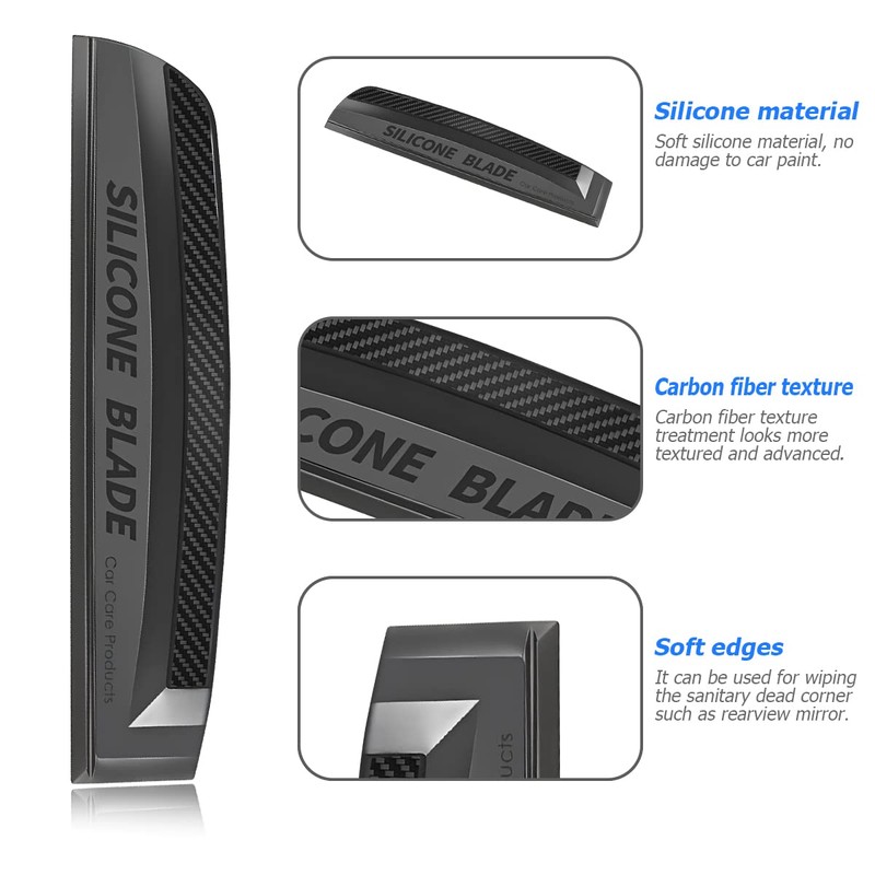 Moioee Car Window Squeegee, Soft Silicone Blade for Cleaning Water,