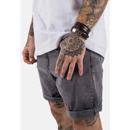 Akitsune Dark Matter Synthetic Leather Bracelet | Magnetic Clasp Stainless Steel - Braided Mens Bangle Wristband | incl. Beautiful Jewelry Gift Box - Silver-Brown - 23cm