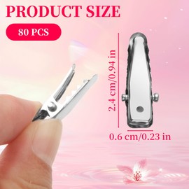 80PCS Silver Small Metal Alligator Hair Clips, Alligator Clips for Hair Accessories & Crafts, Crocodile Clips for DIY Supplies, Flat Hair Bow Clips (Silver)