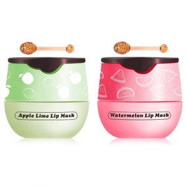 Lip Balm Sleeping Lip Mask, Long-Lasting Nourishing & Moisturizing Lip Night Care Lip Anti-chapped Lip Cream Lip Skin Care (Apple & Watermelon)