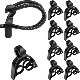 DLLM Cord Stopper Hook Snap Bungee Cord Cord Lock Trekking Pole Holder String Closure Paracord Stopper for Outdoor Camping Tent Poles Securing Binding Hole 0.2 inch (6 mm) 10 Pcs Black