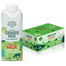Sunrise Meadow Shelf Stable Whole Milk, Grass Fed Milk Carton Sourced from Small Family Farms, 8oz Boxes (24 pack) Great for On the Go, No Refrigeration needed,