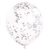 Silver Confetti Clear Latex Balloons (30cm) Pack of 6 -