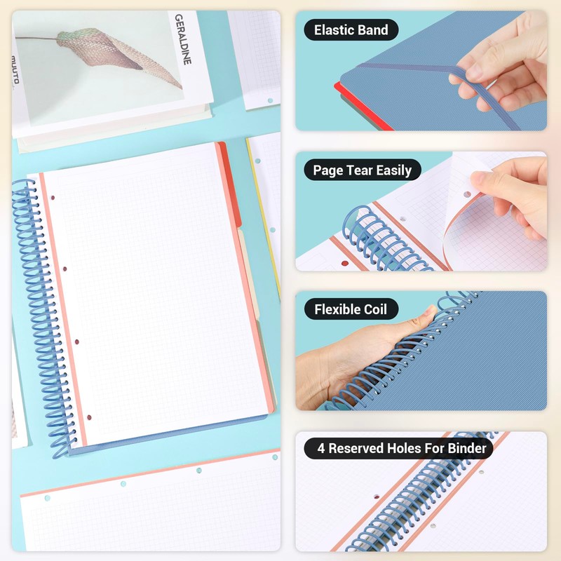 Yarotm Squared Notebook A4 - Spiral Notebook 23.5x 29.8cm -