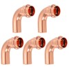 PATIKIL 3/4" x 3/4" Elbow Copper Press Fittings, 5 Pcs