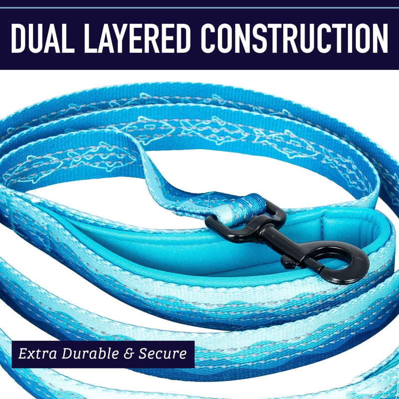 Leashboss Double Handle Dog Leash, Pattern Collection, 6Ft Reflective Dog