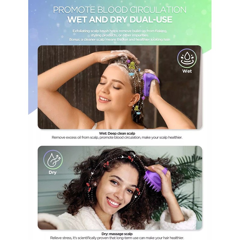 Hicober 2 Pcs Scalp Massager Shampoo Brush & 3 Pcs