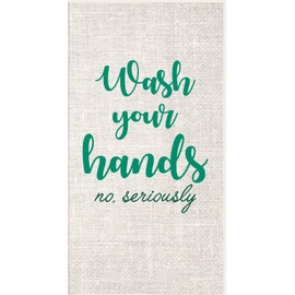 Wash Your Hands Guest Towels 32 CT | 2 Packs of 16CT 3-Ply Napkins Rustic Funny Hygiene Reminder for Kitchen, Bathroom, or Buffet Settings