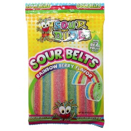 Sour Dudes Rainbow Berry Sour Candy Belts 4.5 Ounce Fun Sweet Tangy Treat Made in USA